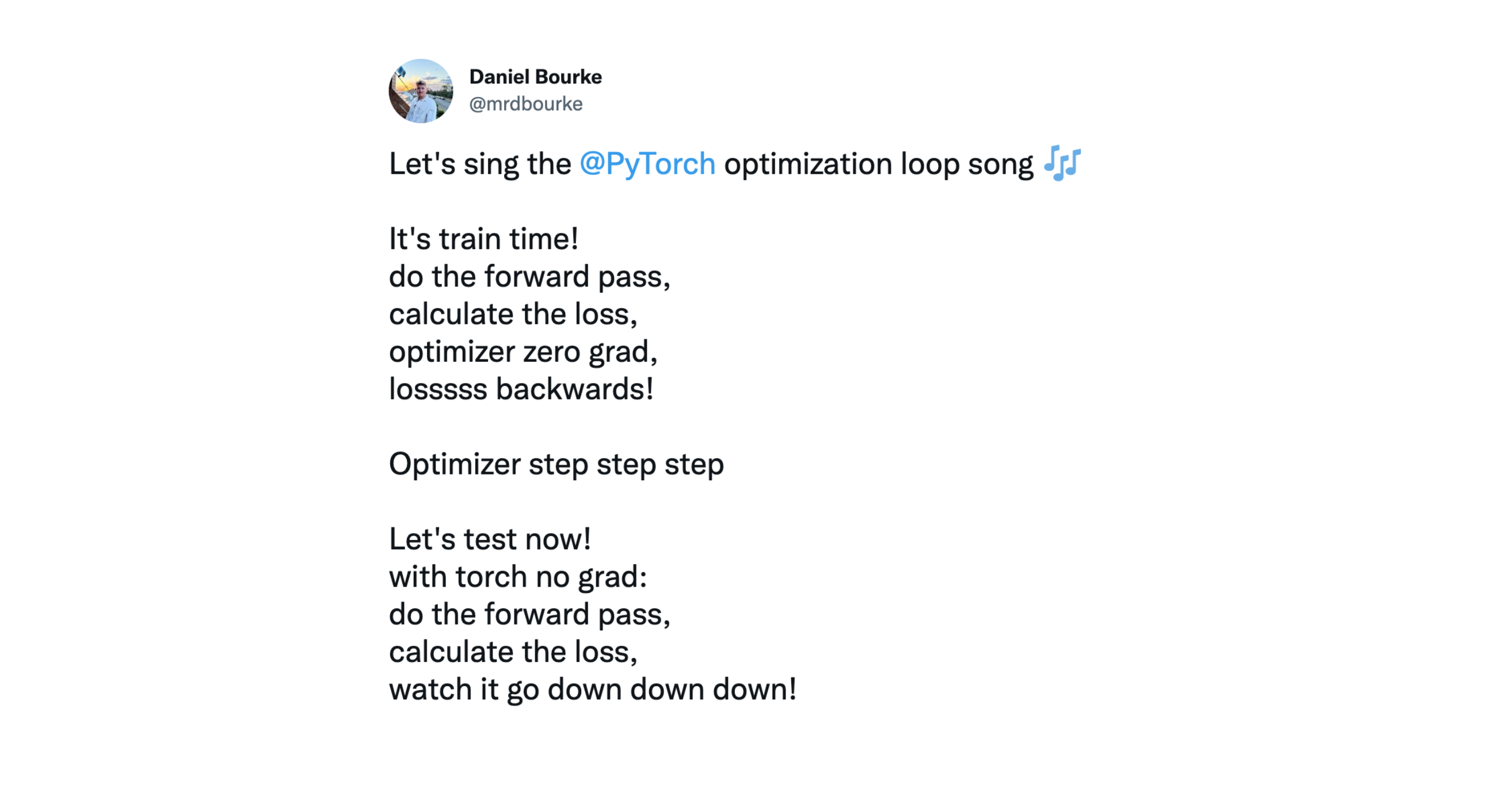 the unofficial pytorch optimization loop song